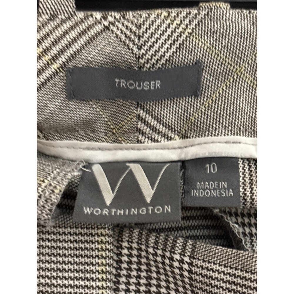 Women's Worthington Size 10 Gray Plaid High Rise Trousers - Picture 14 of 15